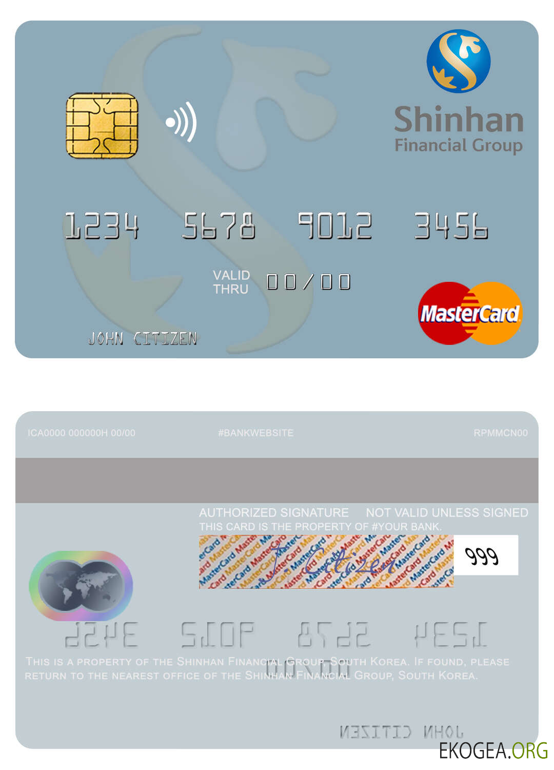 Carte maîtresse du groupe financier Shinhan en Corée du Sud